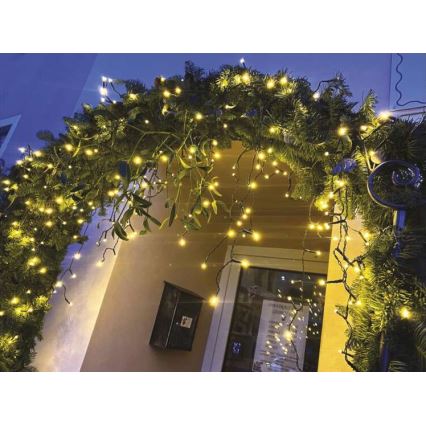 LED utomhus julkedja 600xLED/8 funktioner 15m IP44 varm vit