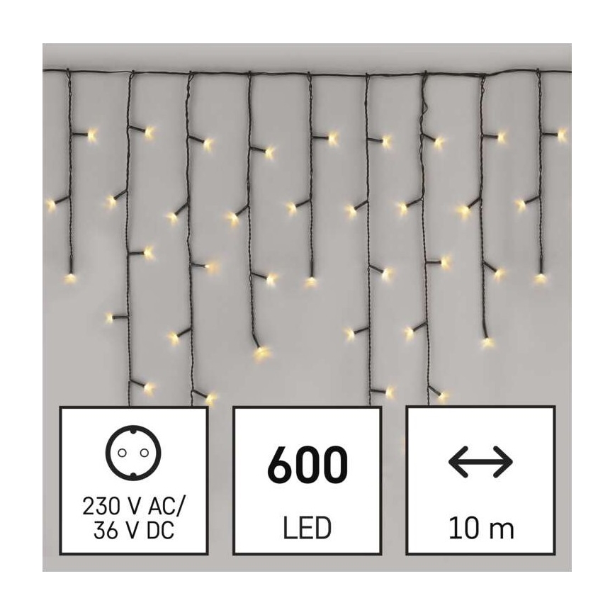 LED utomhus julkedja 600xLED/8 funktioner 15m IP44 varm vit