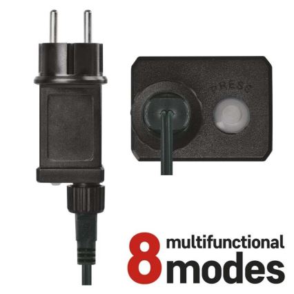 LED utomhus julkedja 600xLED/8 funktioner 15m IP44 varm vit
