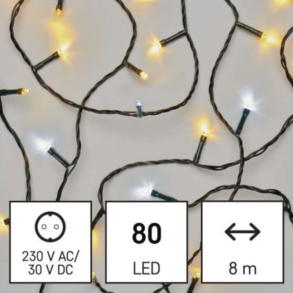 LED utomhus julkedja  80xLED/13m IP44 varm/kall vit