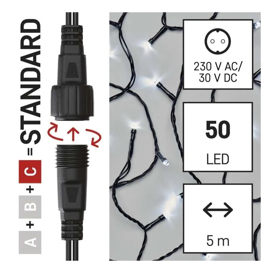 LED utomhus julslinga 50xLED/5m IP44 kallvit