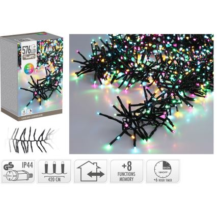LED utomhus julslinga 576xLED/230V/8 funktioner 7,2 m IP44 flerfärgad