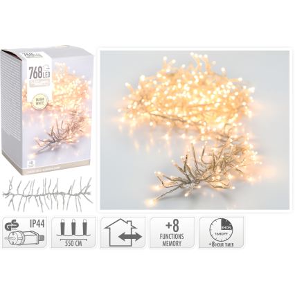LED utomhus julslinga 768xLED/230V/8 funktioner 8,5 m IP44 varmvit