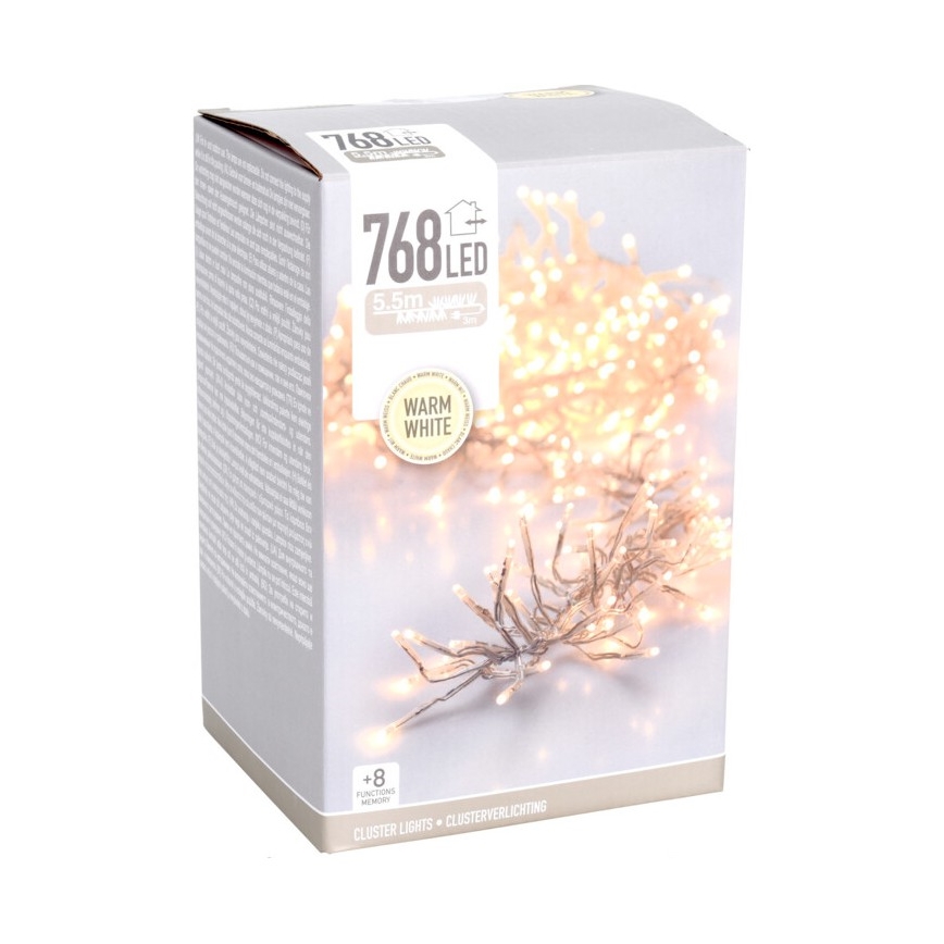 LED utomhus julslinga 768xLED/230V/8 funktioner 8,5 m IP44 varmvit