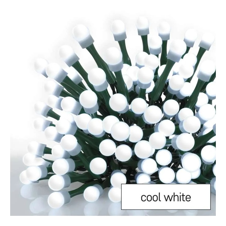 LED utomhus julslinga 80 LED, 8 funktioner, 13 m, kallvit, IP44