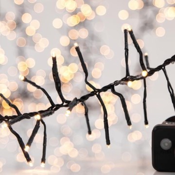 LED utomhus-julslinga CLUSTER 768xLED/8 funktioner 10 m IP44 varmvit