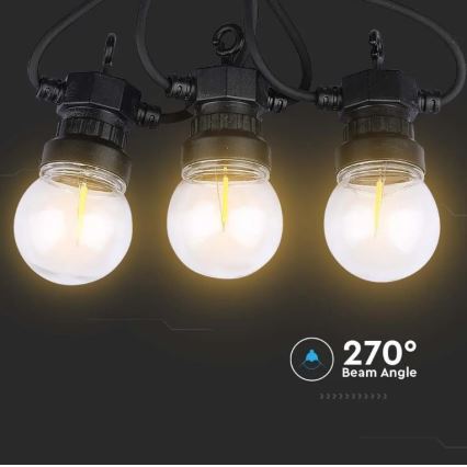 LED Utomhus slinga STRING 5m 10xLED/0,4W/24/230V 3000K IP44