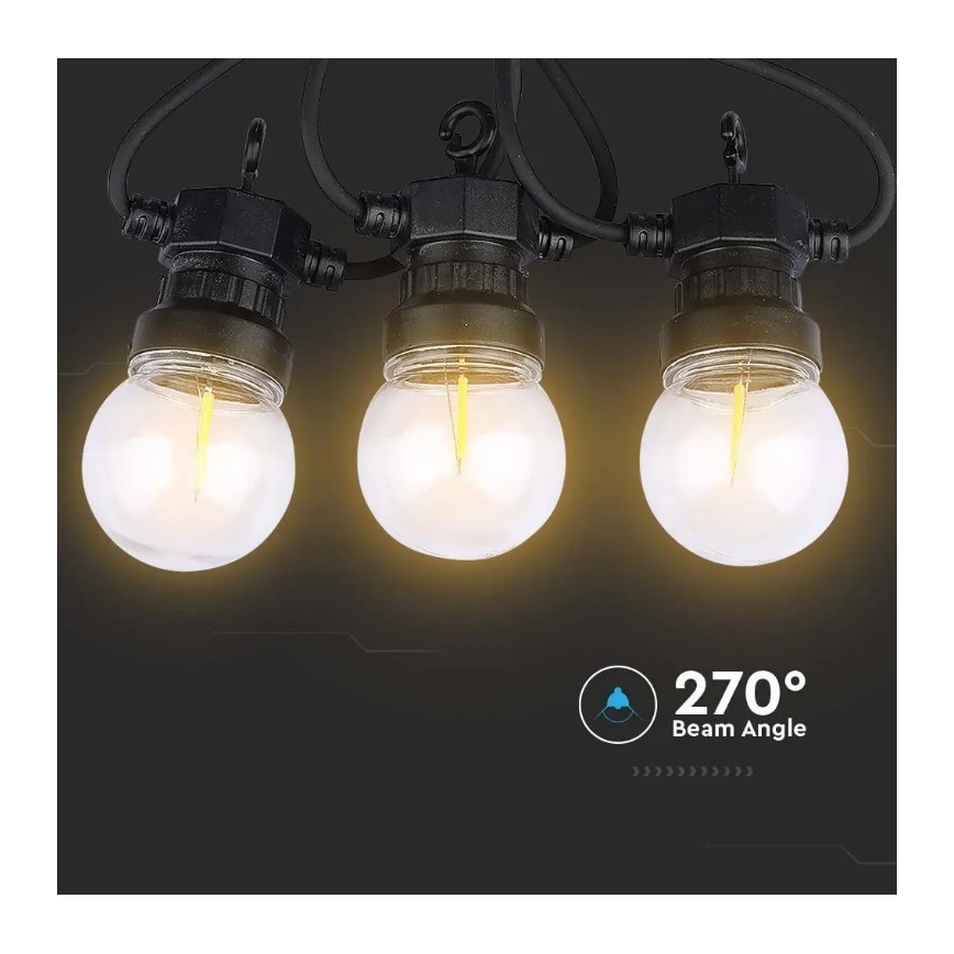 LED Utomhus slinga STRING 5m 10xLED/0,4W/24/230V 3000K IP44