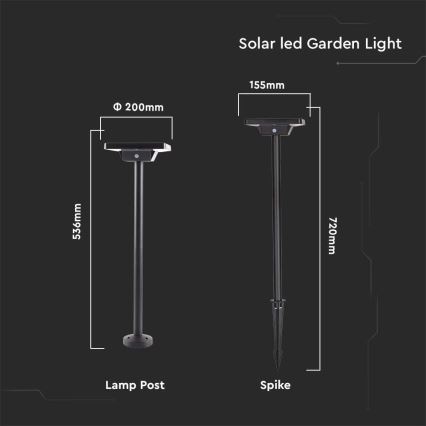 LED utomhus solcellslampa 2i1 LED/2W/3,7V IP65 3000/4000/6500K 2600 mAh