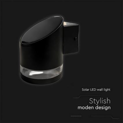 LED Utomhus solvägglampa LED/1W/3,7V 3000K IP54 1200 mAh svart