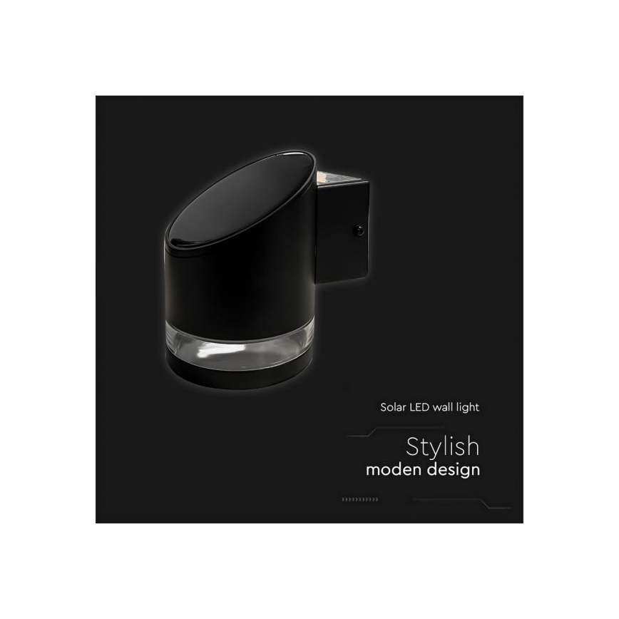 LED Utomhus solvägglampa LED/1W/3,7V 3000K IP54 1200 mAh svart