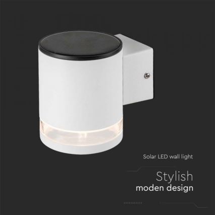 LED Utomhus solvägglampa LED/1W/3,7V 3000K IP54 1200 mAh vit