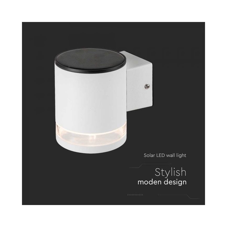 LED Utomhus solvägglampa LED/1W/3,7V 3000K IP54 1200 mAh vit
