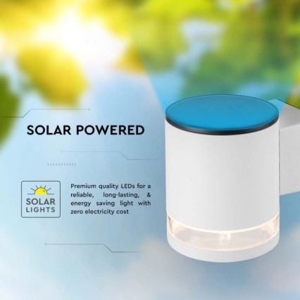 LED Utomhus solvägglampa LED/1W/3,7V 3000K IP54 1200 mAh vit