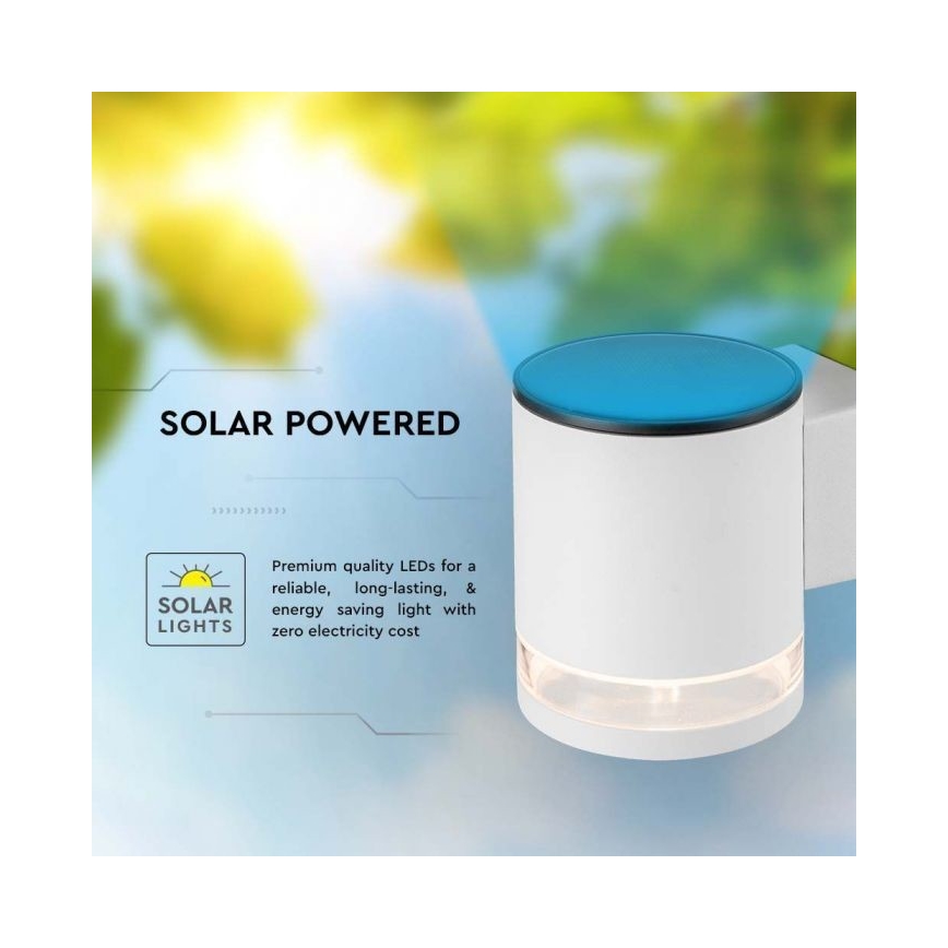 LED Utomhus solvägglampa LED/1W/3,7V 3000K IP54 1200 mAh vit