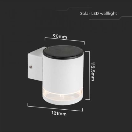LED Utomhus solvägglampa LED/1W/3,7V 3000K IP54 1200 mAh vit