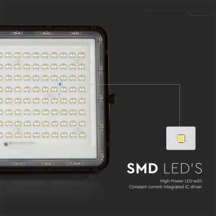 LED Utomhus solreflektor LED/20W/3,2V 6400K svart IP65 16000 mAh + fjärrkontroll