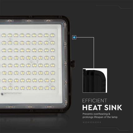 LED Utomhus solreflektor LED/20W/3,2V 6400K svart IP65 16000 mAh + fjärrkontroll