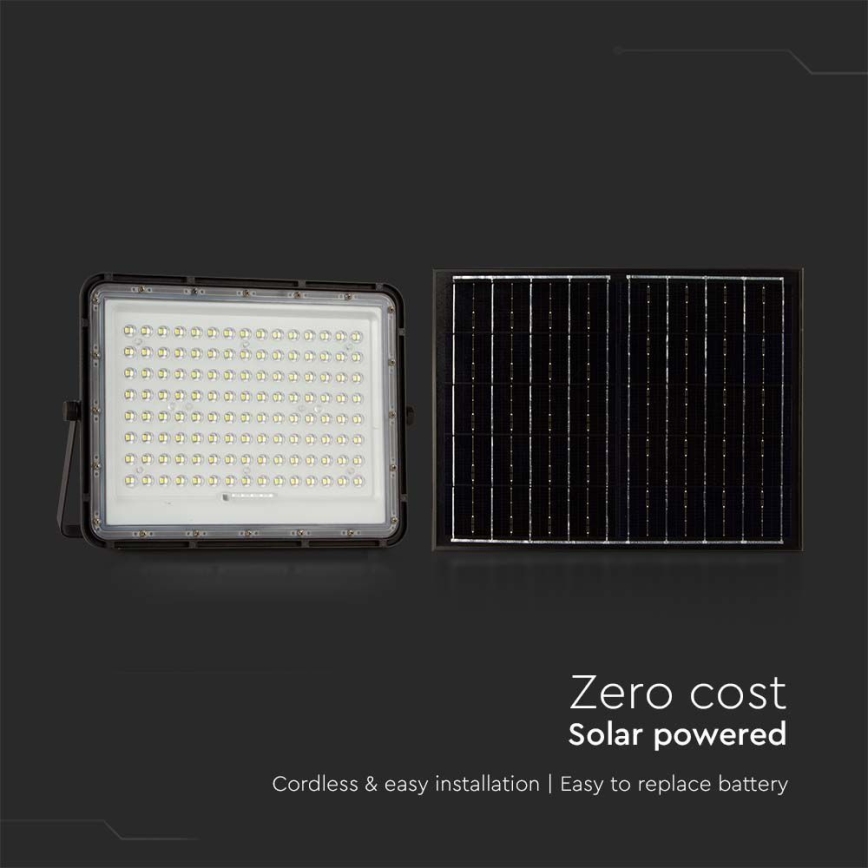 LED Utomhus solreflektor LED/20W/3,2V 6400K svart IP65 16000 mAh + fjärrkontroll
