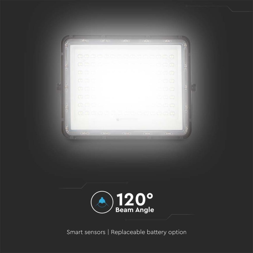 LED Utomhus solreflektor LED/20W/3,2V 6400K svart IP65 16000 mAh + fjärrkontroll