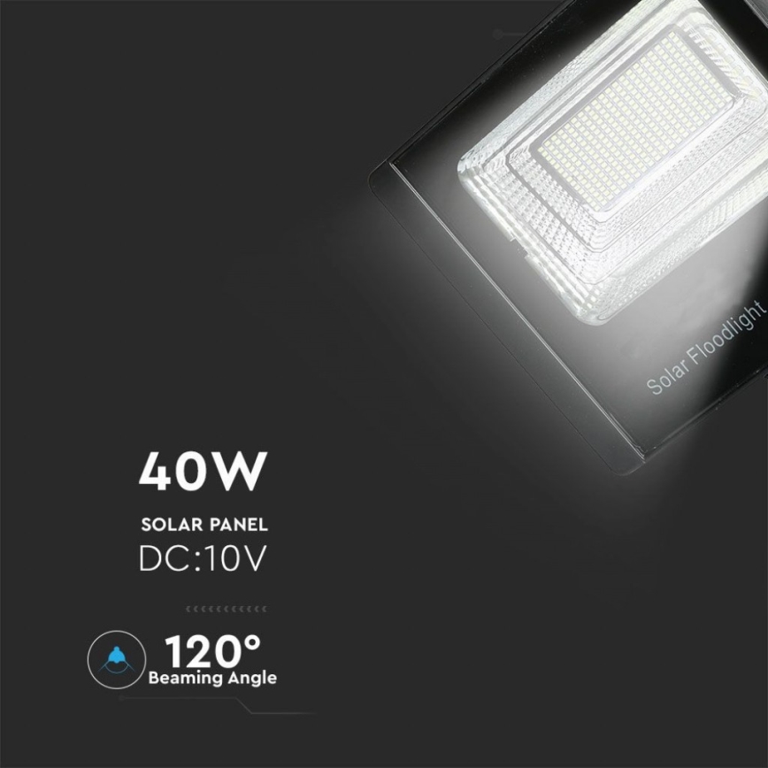 LED Utomhus solreflektor LED/40W/10V IP65 6000K 20000 mAh + fjärrkontroll
