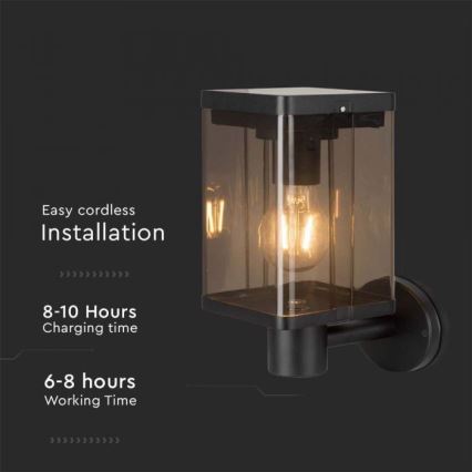 LED Utomhus solvägglampa med sensor LED/2,5W/3,7V 3000K IP54 2000 mAh