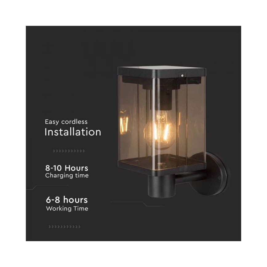 LED Utomhus solvägglampa med sensor LED/2,5W/3,7V 3000K IP54 2000 mAh