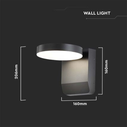 LED Utomhus vägglampa flexibel LED/17W/230V IP65 3000K svart