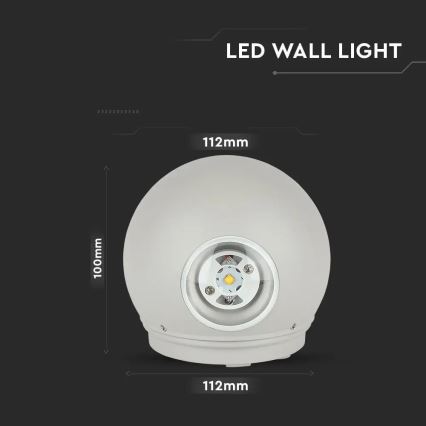 LED Utomhus Vägglampa LED/6W/230V 3000K IP65 grå