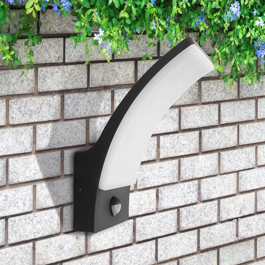 LED Utomhus vägglampa med sensor AMY LED/12W/230V IP44 svart