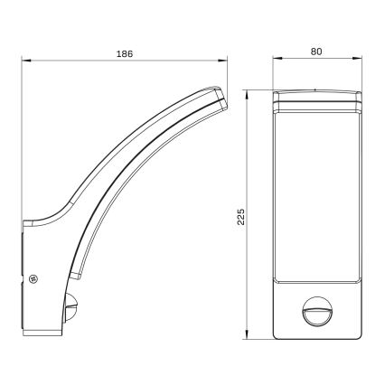 LED Utomhus vägglampa med sensor AMY LED/12W/230V IP44 svart