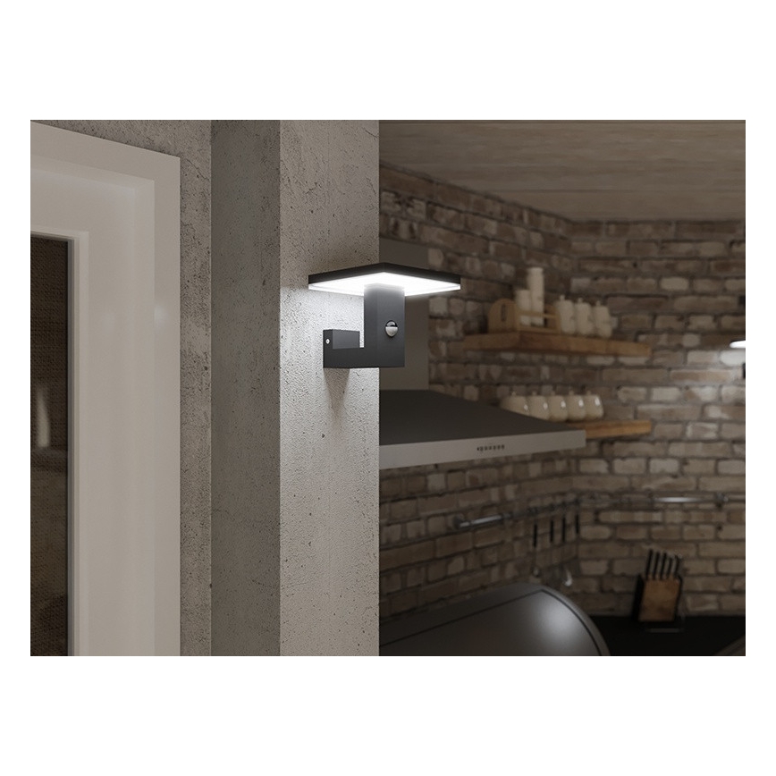LED Utomhus vägglampa med sensor BARI LED/10W/230V 4000K IP54 antracit