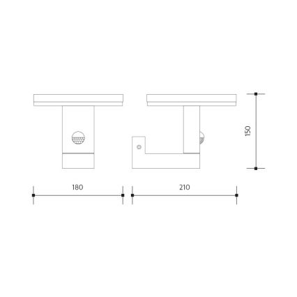 LED Utomhus vägglampa med sensor BARI LED/10W/230V 4000K IP54 antracit