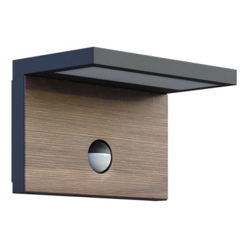 LED Utomhus vägglampa med sensor NATURA LED/12W/230V 4000K IP54 brun/antracit