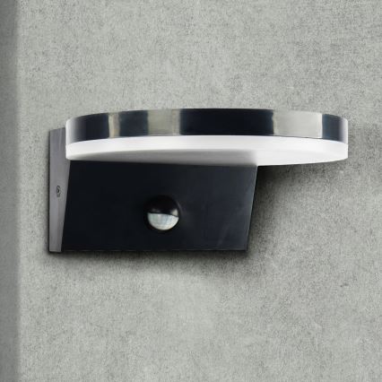 LED Utomhus vägglampa med sensor TESA LED/10W/230V IP54 svart