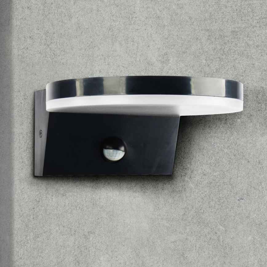LED Utomhus vägglampa med sensor TESA LED/10W/230V IP54 svart