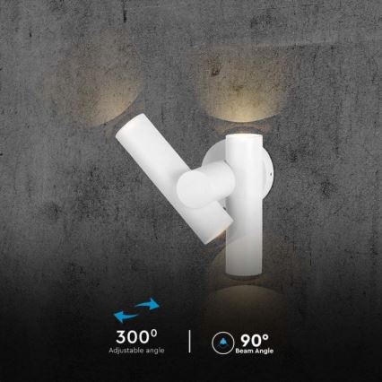 LED Utomhus väggmonterad flexibel spotlight 2xLED/3W/230V 4000K IP44 vit