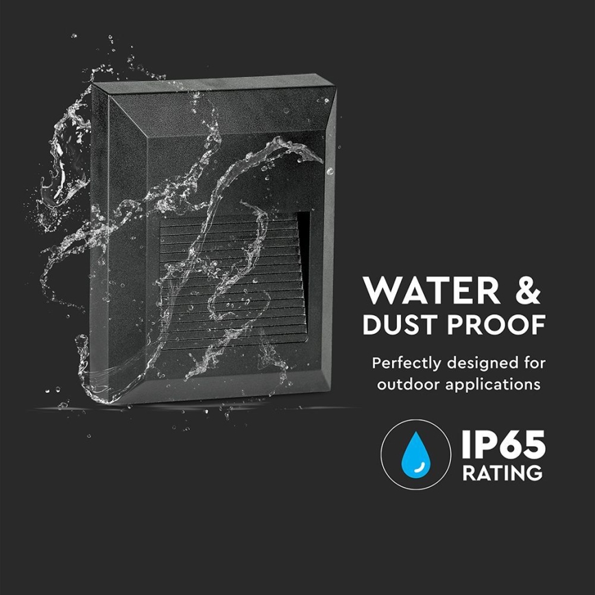 LED Utomhusbelysning för trappor LED/2W/230V IP65 4000K svart