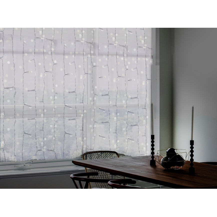 LED utomhusgardin CURTAIN 480xLED/8,4W/230V 3x3 m IP44 kallvit