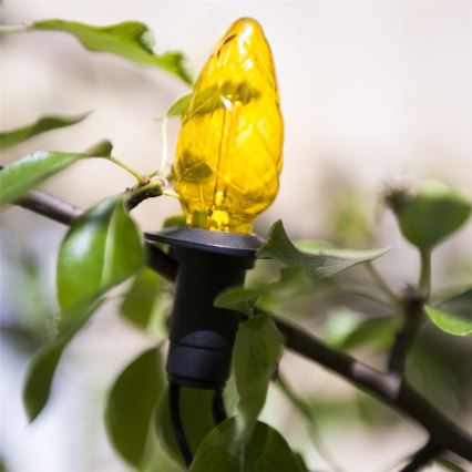 LED utomhusljusslinga CONE FILAMENT 20xE10 19m flerfärgad/varmvit IP44, Tillverkad i EU