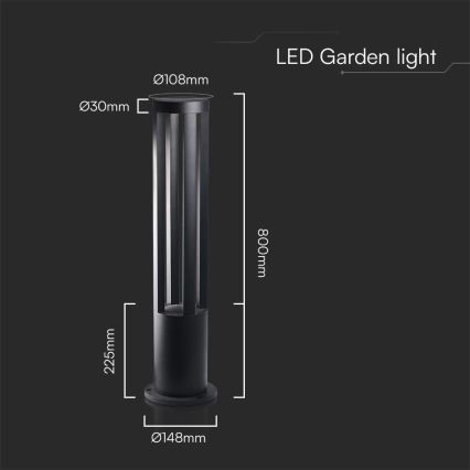 LED-utomhuslampa LED/10W/230V 3000K IP65 80 cm svart
