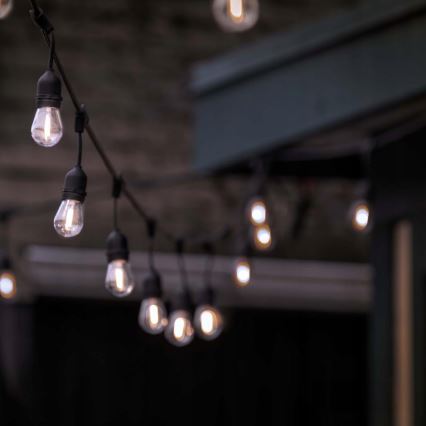 LED utomhusljusslinga 10xE27/1W/230V 6,44 m IP44 svart