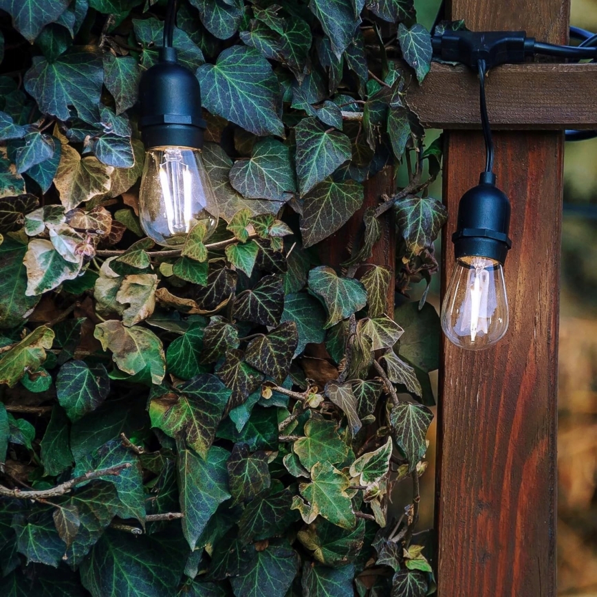 LED utomhusljusslinga 10xE27/1W/230V 6,44 m IP44 svart