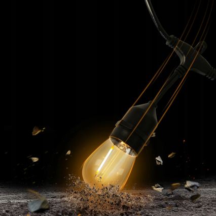 LED utomhusljusslinga 10xE27/1W/230V 6,44 m IP44 svart