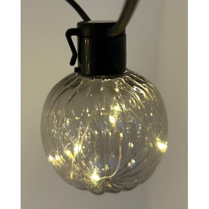 LED utomhusljusslinga 10xLED/0,15W/230V 6,8 m IP44 svart/rökfärgad