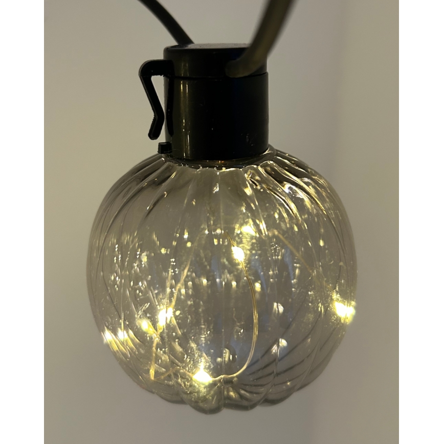 LED utomhusljusslinga 10xLED/0,15W/230V 6,8 m IP44 svart/rökfärgad