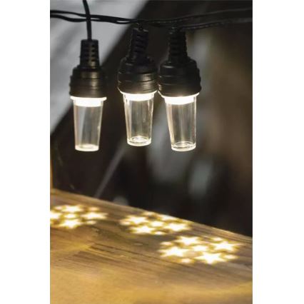 LED utomhusljusslinga 10xLED/9,5 m IP44 kallvit