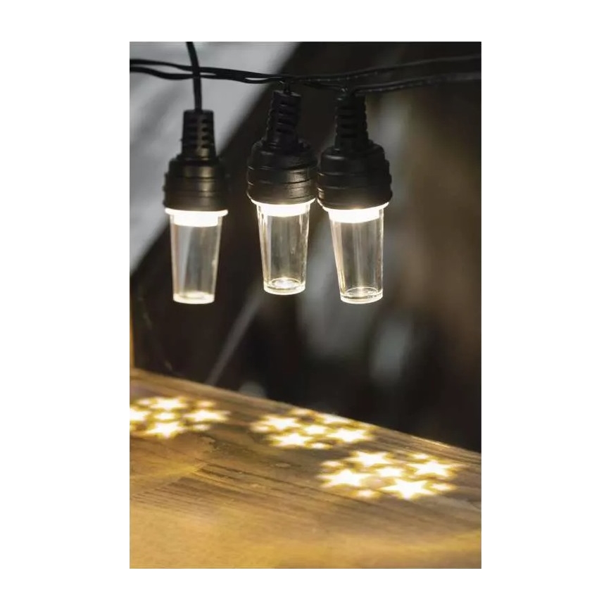 LED utomhusljusslinga 10xLED/9,5 m IP44 kallvit