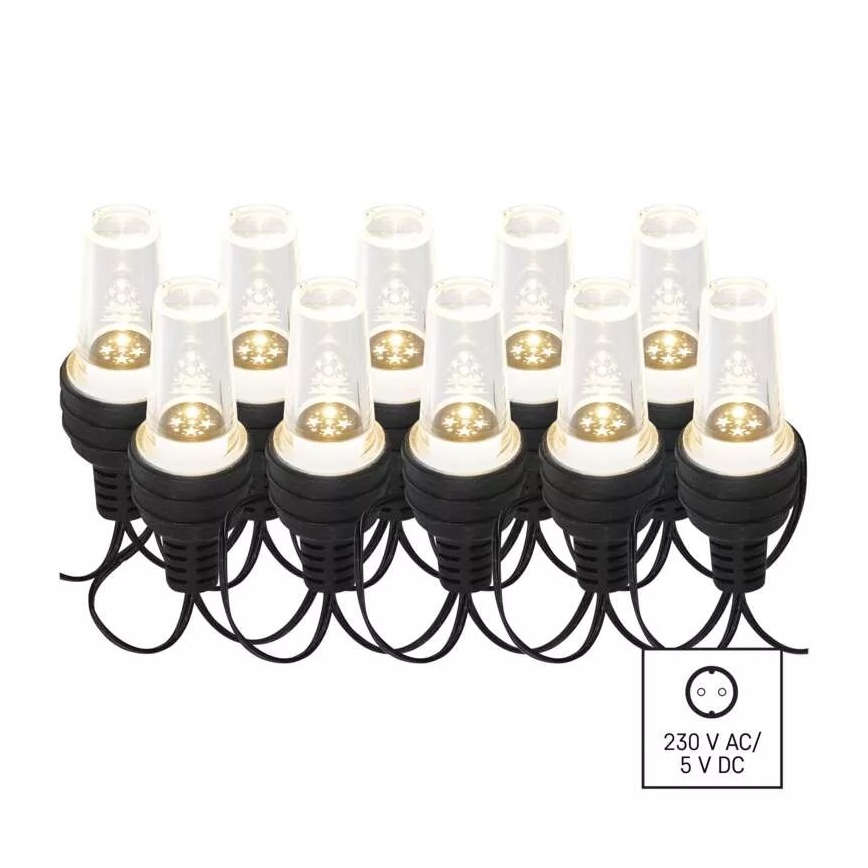 LED utomhusljusslinga 10xLED/9,5 m IP44 kallvit