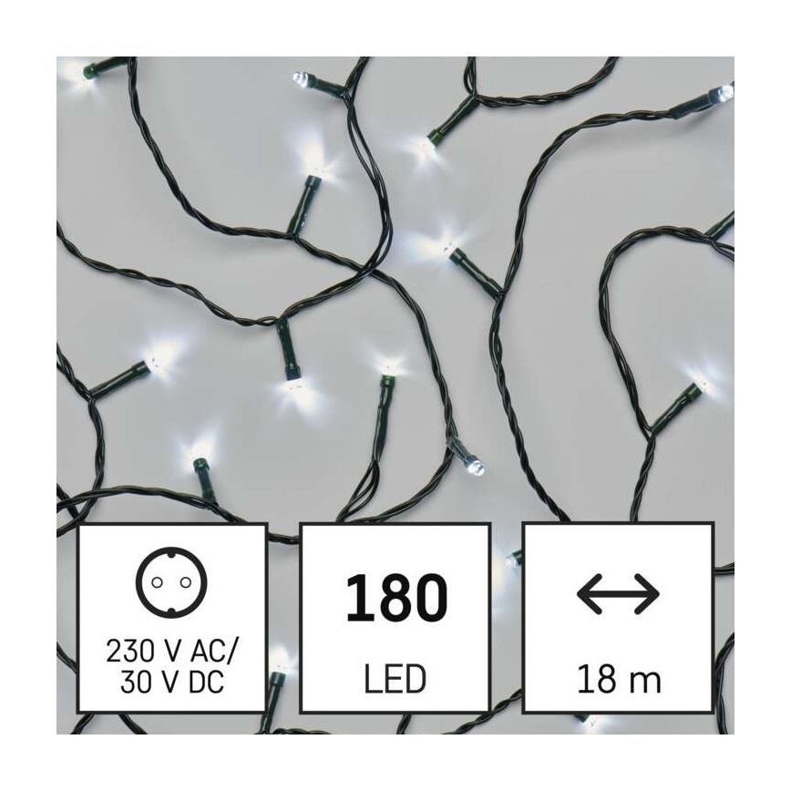 LED utomhusljusslinga 180xLED/8 lägen 23m IP44 kallvit